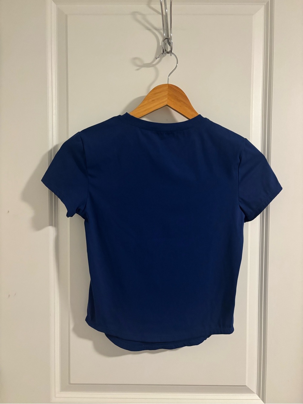ADANOLA Ultimate Curved Hem Stretch Woven Short Sleeve Logo Top College Blue S - Picture 6 of 6